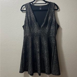 Rue21 Low cut v neck sparkly shimmery glittery night out skater swing dress